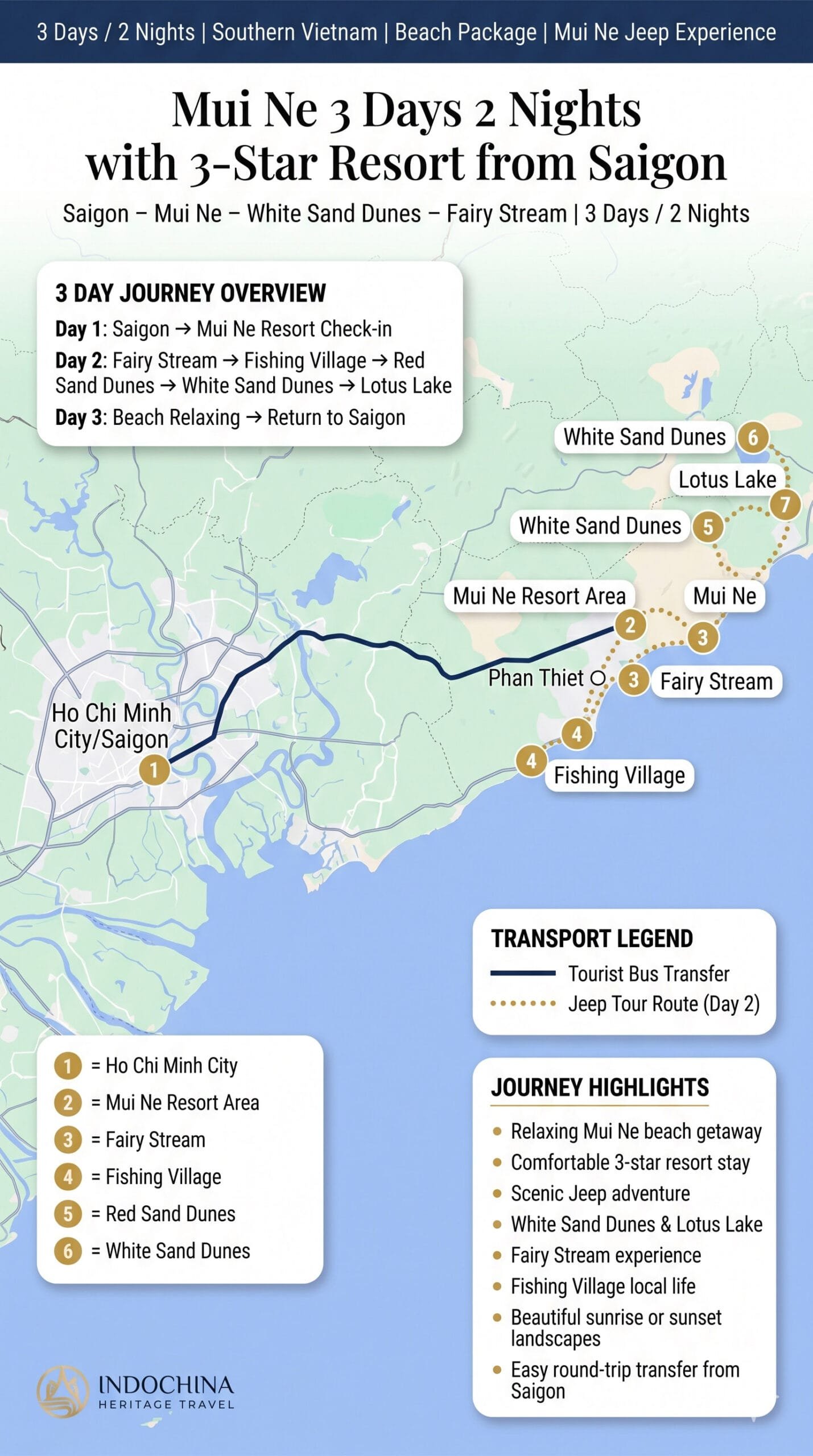 Mui Ne 3 Days 2 Nights Beach Package Trip Map