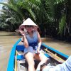 The lady so exciting in the first time came Mekong  Delta