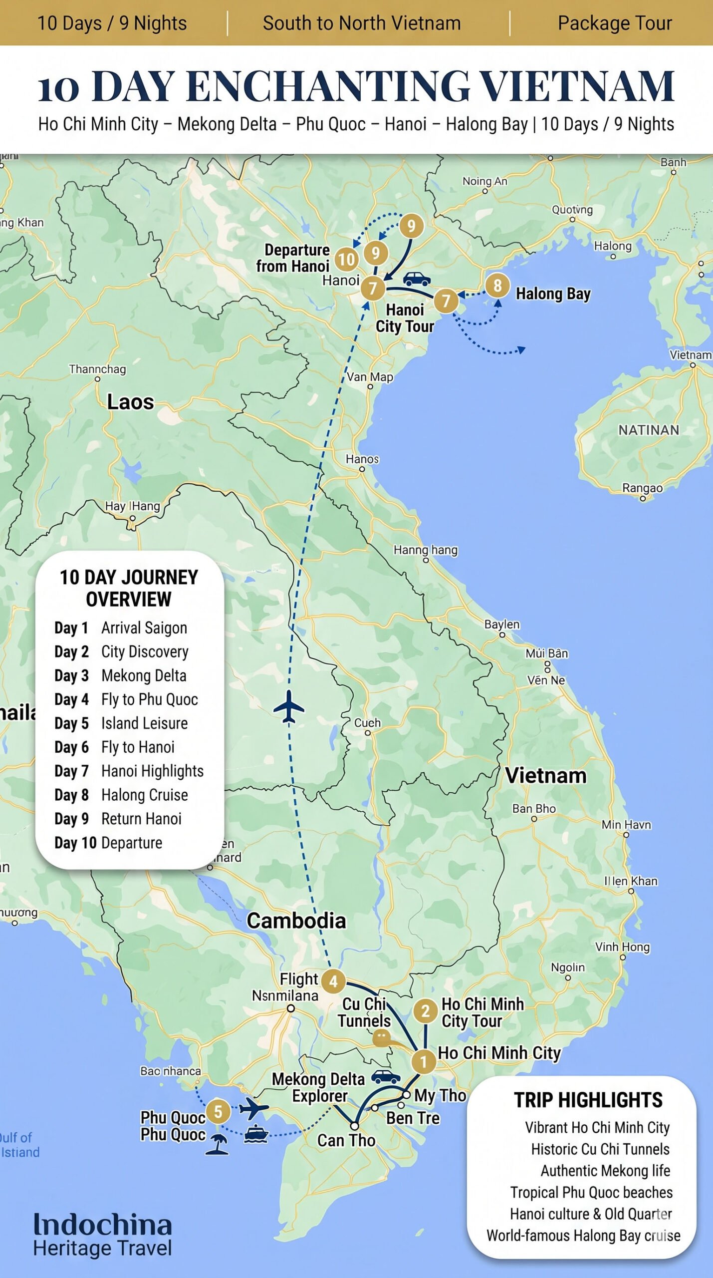 10 Day Enchanting Vietnam Tour Map