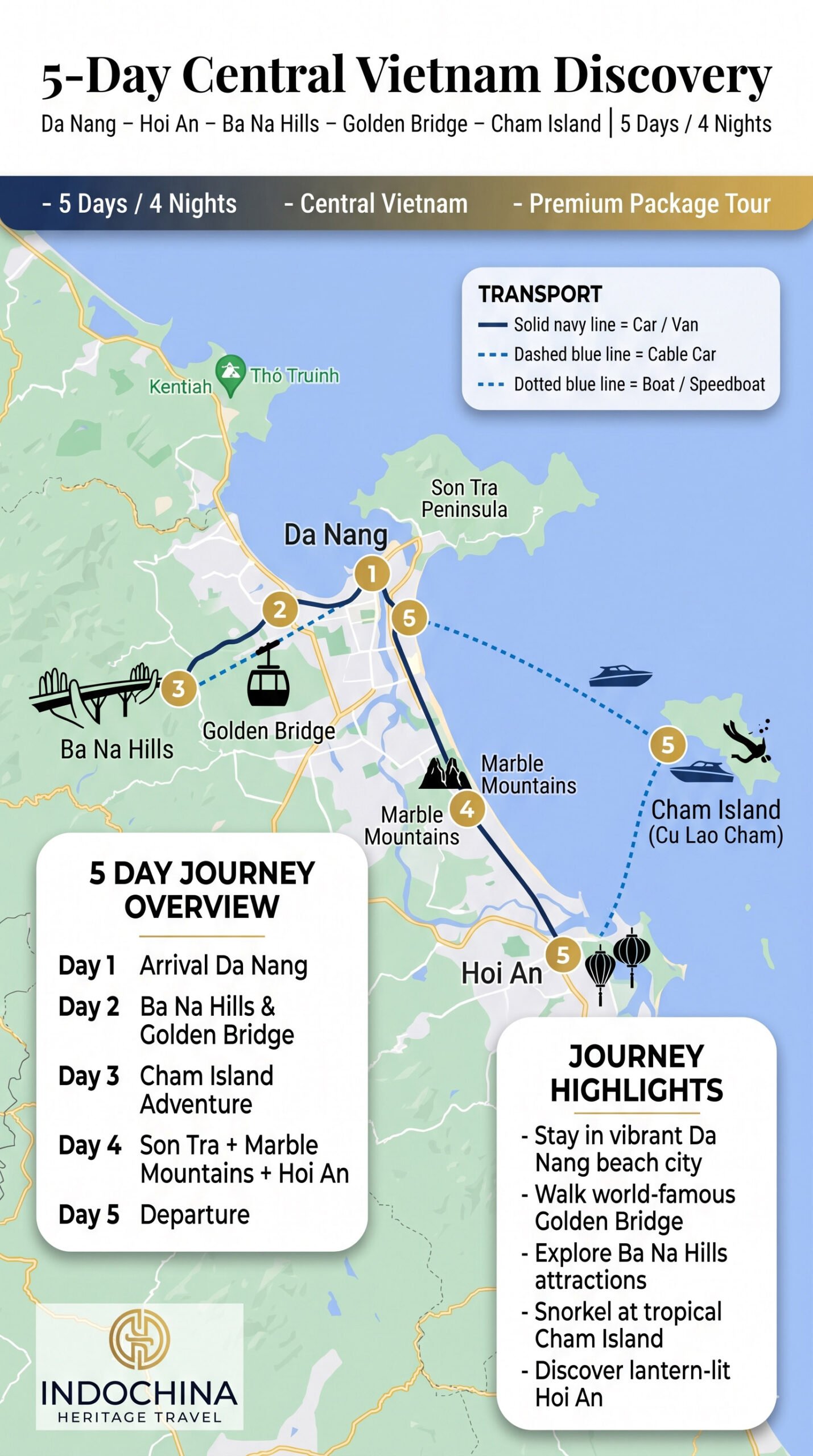 5 Day Da Nang Hoi An Tour Map
