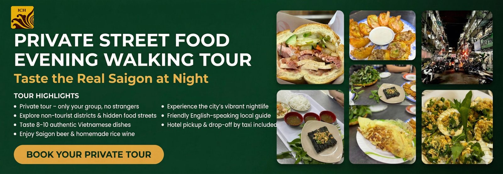 Private Street Food Evening Walking Tour in Ho Chi Minh City with local guide, authentic Vietnamese dishes and nightlife experience