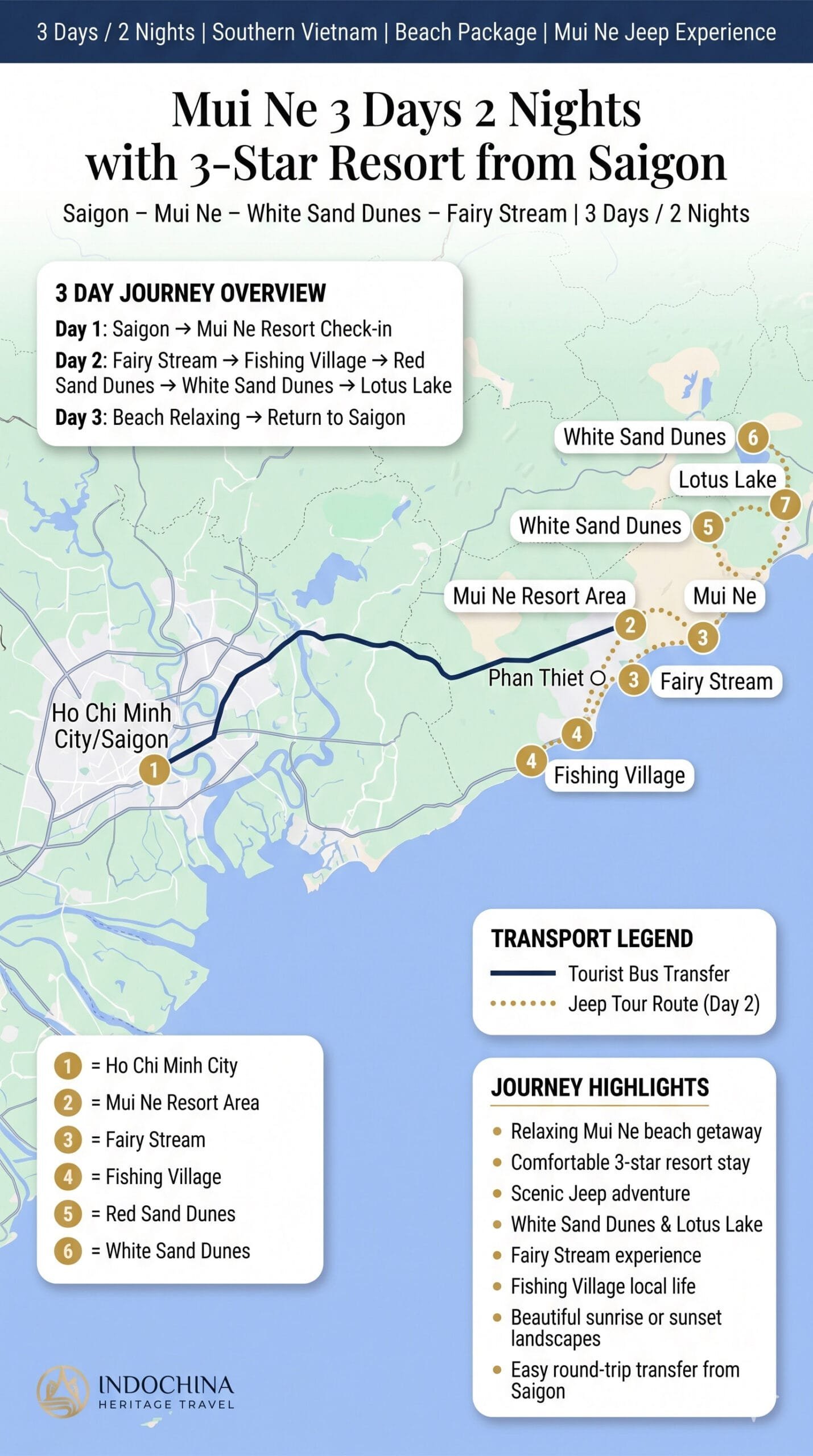 Mui Ne 3 Days 2 Nights Beach Package Trip Map
