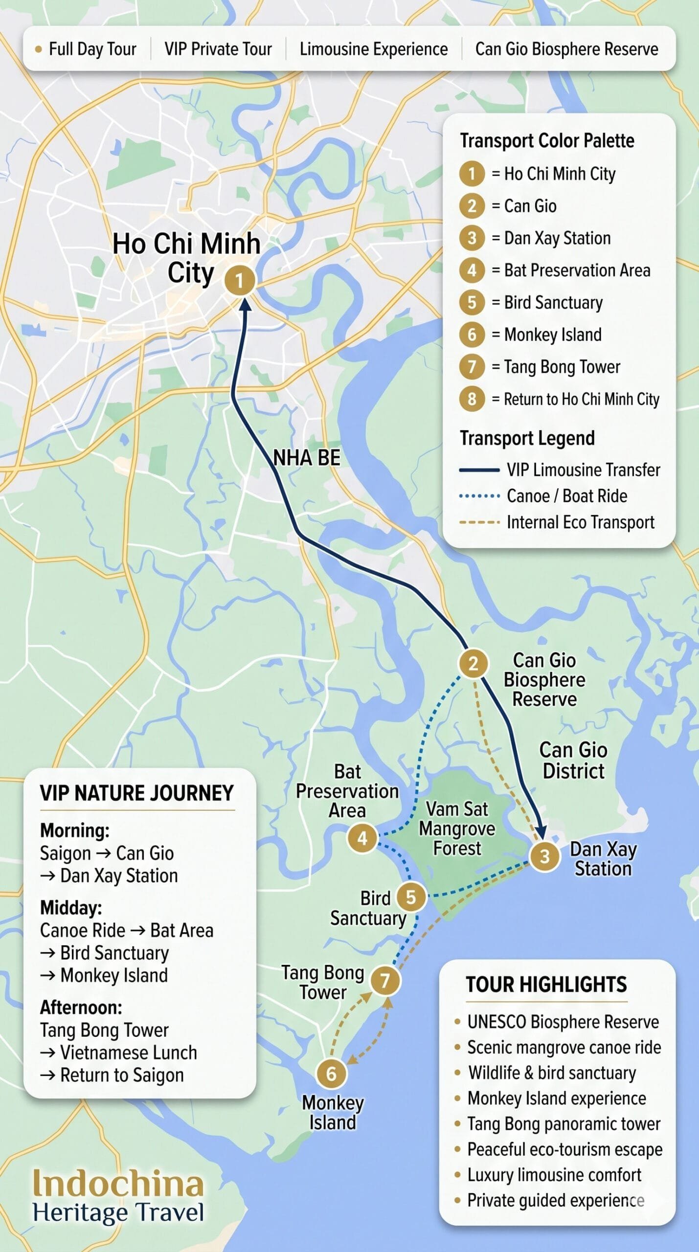 Vam Sat Mangrove Forest VIP Private Tour Trip Map